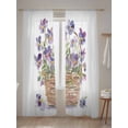 thumbnail image 5 of Sheer Curtains 96 Inches Long 2 Panels Set for Living Room, Watercolor Purple Floral Semi Sheer Curtains for Windows, Spring Flower Basket Botanical Voile Window Treatments Rod Pocket Curtain, 5 of 7
