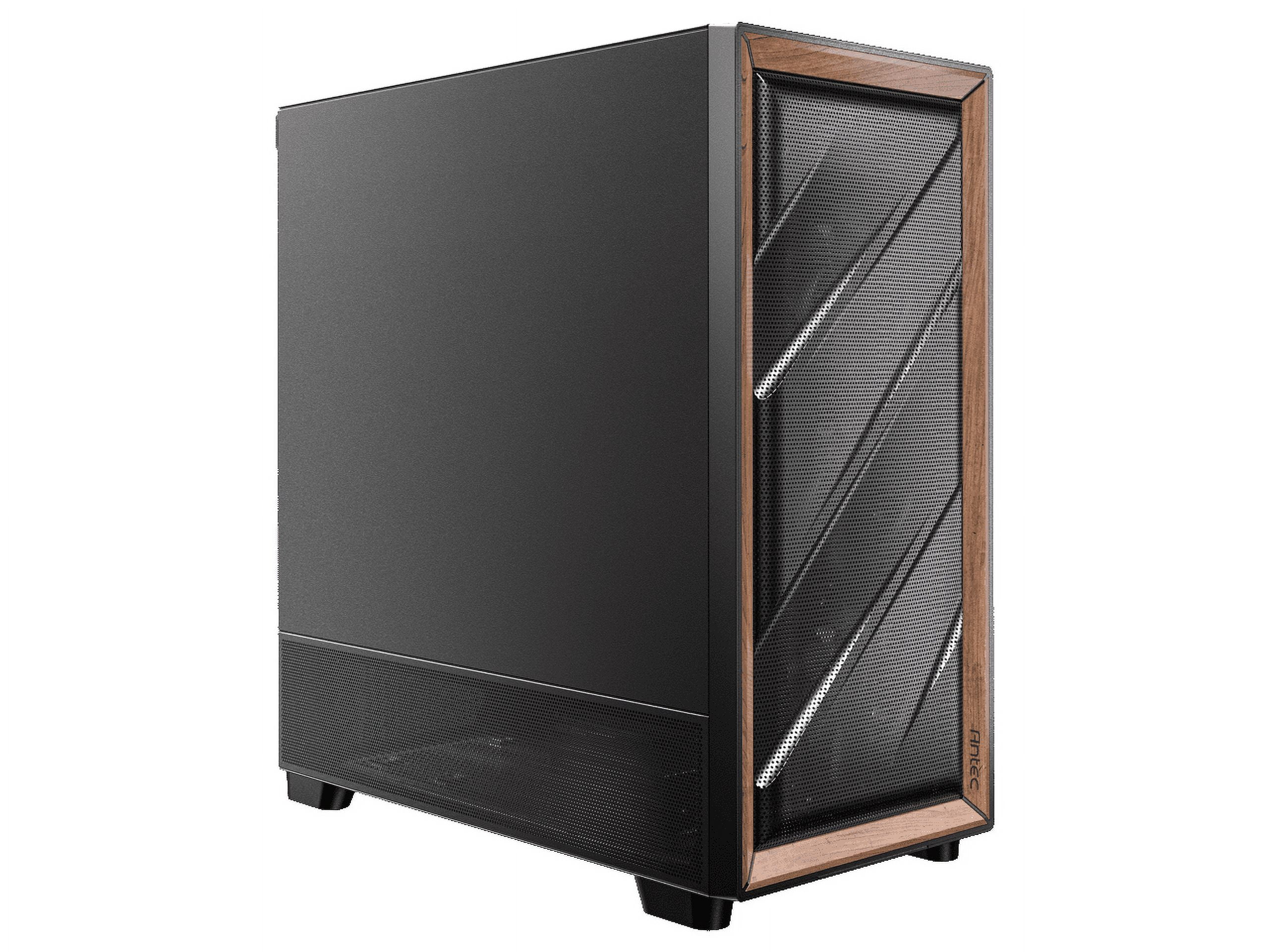 Antec Flux SE Silent PC Case, Sound-Dampening Foam Side Panels for Quiet Operation, Walnut Wood Front Panel, 5 x PWM Fans, USB Type-C, 420mm Radiator Support, Back Connect Ready, E-ATX Mid Tower Case