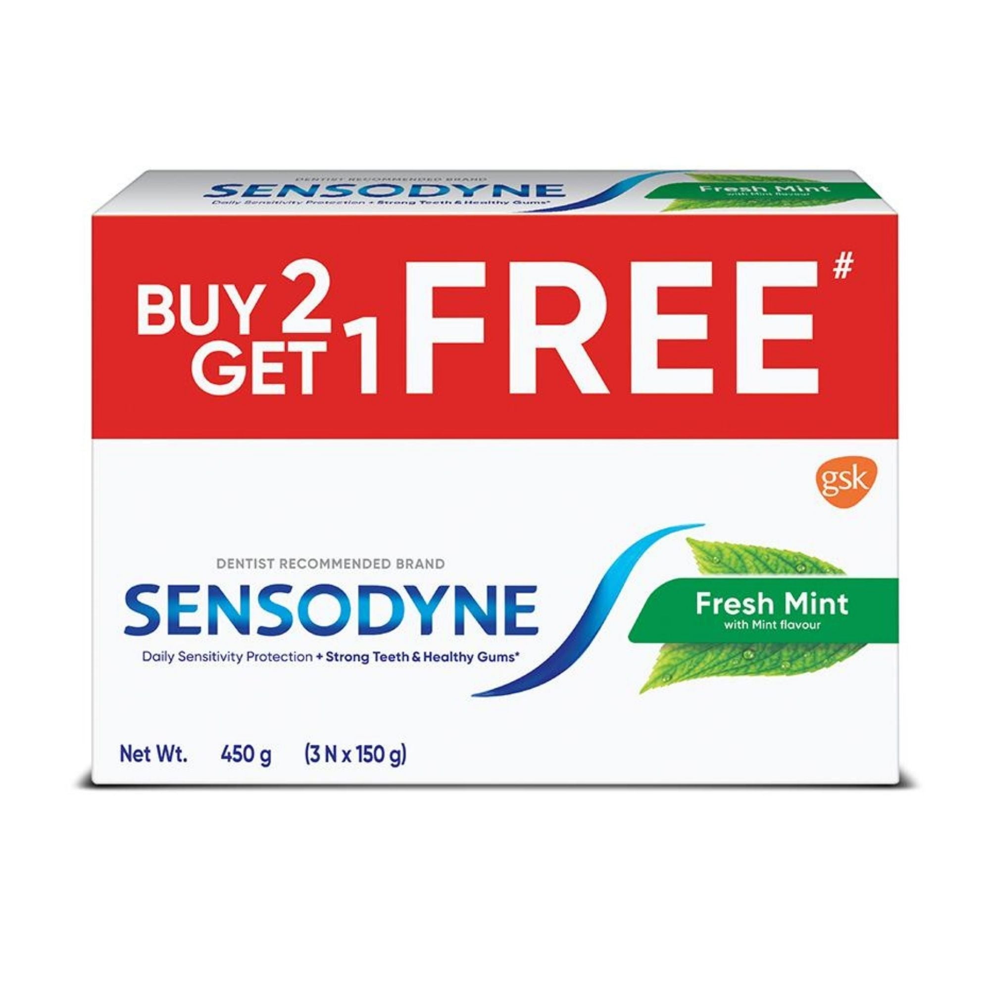 Sensodyne Fresh Mint Toothpaste For Sensitive Teeth 150g (Pack of 3