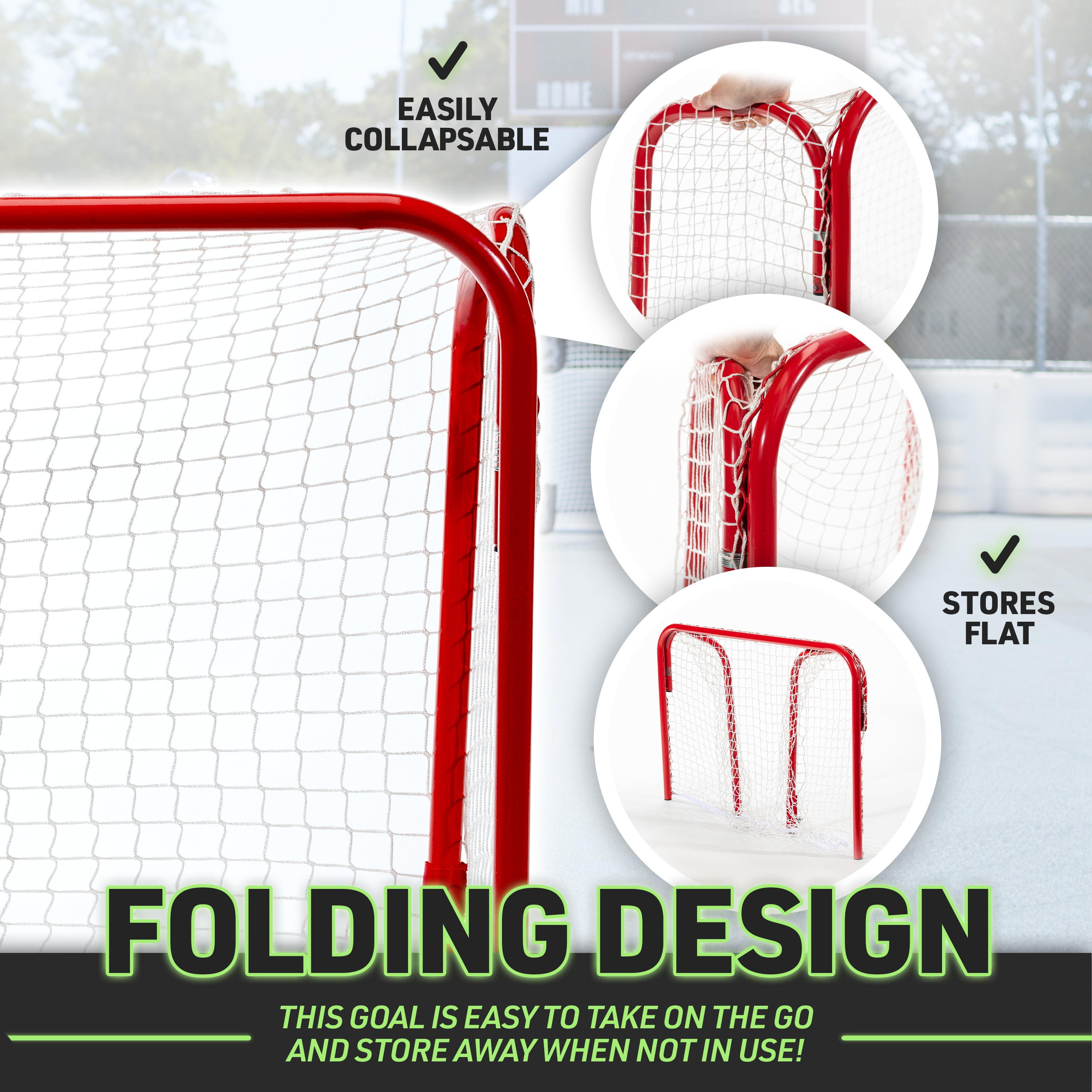 Franklin Sports Kids Mini Street Hockey Goal - Portable Folding Steel Floorball Goal - 36" x 24"