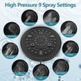 thumbnail image 4 of Replacement 9-Setting Rain Shower Faucet Tub Trim Kit for Delta 13/14 Series, High Pressure 5.5" Round Rain Shower Head& Handle Set, Matte Black(Valve& Catridge Not Inclued), 4 of 8