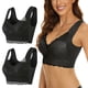 thumbnail image 2 of Pack de 2 sujetadores de encaje para mujer talla grande: sin aros, copa 3/4, tirantes fijos, cómoda mezcla de nylon y spandex, 2 of 5