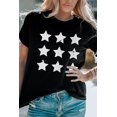 thumbnail image 1 of ABPHQTO Camiseta de cuello redondo con estampado gráfico de estrellas negras para mujer, 1 of 5