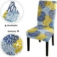 thumbnail image 4 of Abstract Dining Chair Slipcover 6 Pack Spring Floral Blue Yellow and Navy Chrysanthemum Flowers Background for Web Prin Removable Seat Protector for Home or Party, 4 of 5