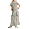thumbnail image 4 of Women's 2 Piece Smocked Top Wide-Leg Pants Set High Waist Lounge Outfit Casual Boho Matching Set, 4 of 7