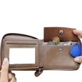 thumbnail image 2 of Men Wallet Large Capacity Credit Card Cash Coin Receipt Photo Holder Slots Vintage Zipper Wallet Chain RFID Blocking Multi Folds Leather Purse LightKhaki, 2 of 4