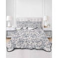 thumbnail image 3 of Quilts Twin XL Size, Farmhouse Blue Floral Soft Comforter Bedding Set for Bed, Vintage Botanical Leaves Burlap Lightweight Quilted Bedspread with Pillow Cover(2 Pieces) for All Season, 68x98 Inch, 3 of 6