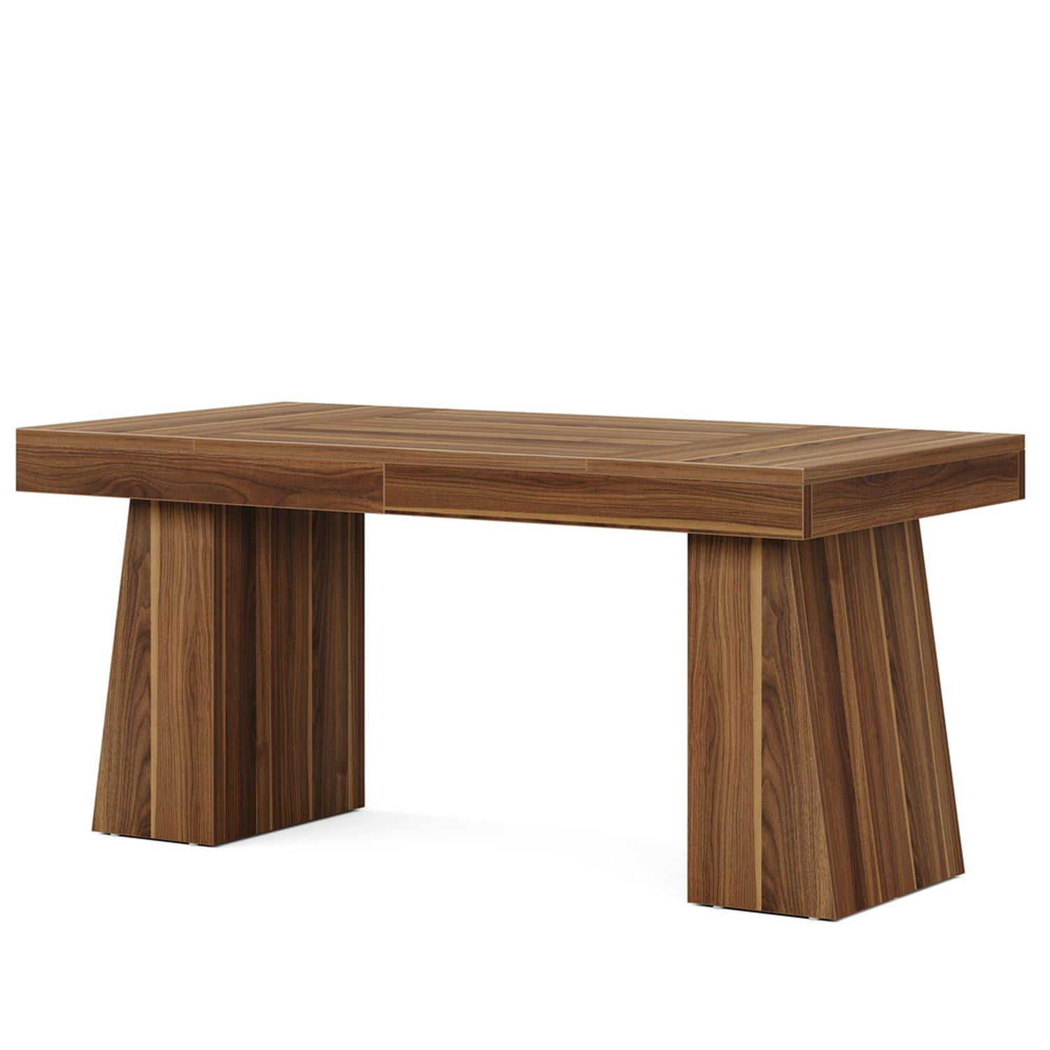 Demi Bonn 55" Wood Executive Computer Desk, Modern Duty Study Writing Gaming Table for Home Office, Rectangle Workstation, Brown