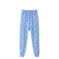 thumbnail image 2 of Ahuyic Long Pants for Kids,Boys Girls Plaid Bear Print Thermal Leggings Loose Pants for Home Sleepwear in Fall Winter,8 Years Light Blue, 2 of 3
