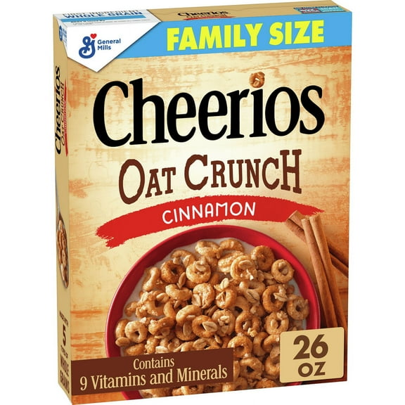 Cheerios Oat Crunch Cinnamon Breakfast Cereal, Family Size, 26 oz.