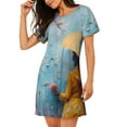 thumbnail image 2 of Pofeuu Woman Under Blossoming Tree Print Women's Loose Fit Short Sleeve Nightgown, Comfortable Sleep Dress for Women, Casual Lounge Sleepwear, Soft Cotton Sleep Dress, 2 of 6