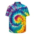 thumbnail image 3 of flyskyup Tie Dye Shirts for Mens Lapel Short Sleeve Button Down Regular Trendy Blouses Lightweight Beach Summer Casual Tops, 3 of 5
