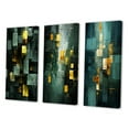 thumbnail image 3 of Designart "Emerald Reflections Abstract in Cubist Style II" Abstract Painting Wall Art Set Of 3 - Modern Gold Gallery Set For Office Decor, 3 of 6