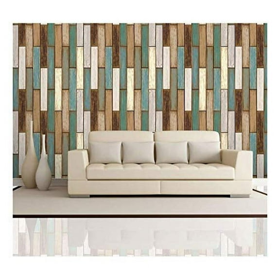 wall26 - Vertical Retro Rich Earthy Colored Wood Textured Paneling Pattern - Wall Mural, Removable Wallpaper, Home Decor - 100x144 inches