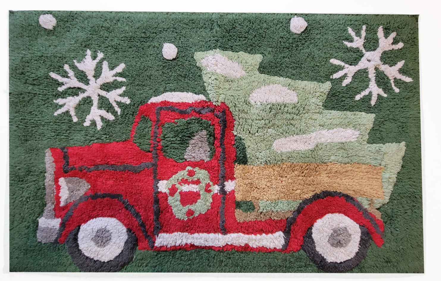 St. Nicholas Square Bathroom Rug Christmas Red Truck Design, 20 x 30