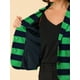 thumbnail image 5 of INSPIRE CHIC Blazer a rayas con cierre de botón y bolsillo con solapa con muesca para mujer Verde azul XS, 5 of 6