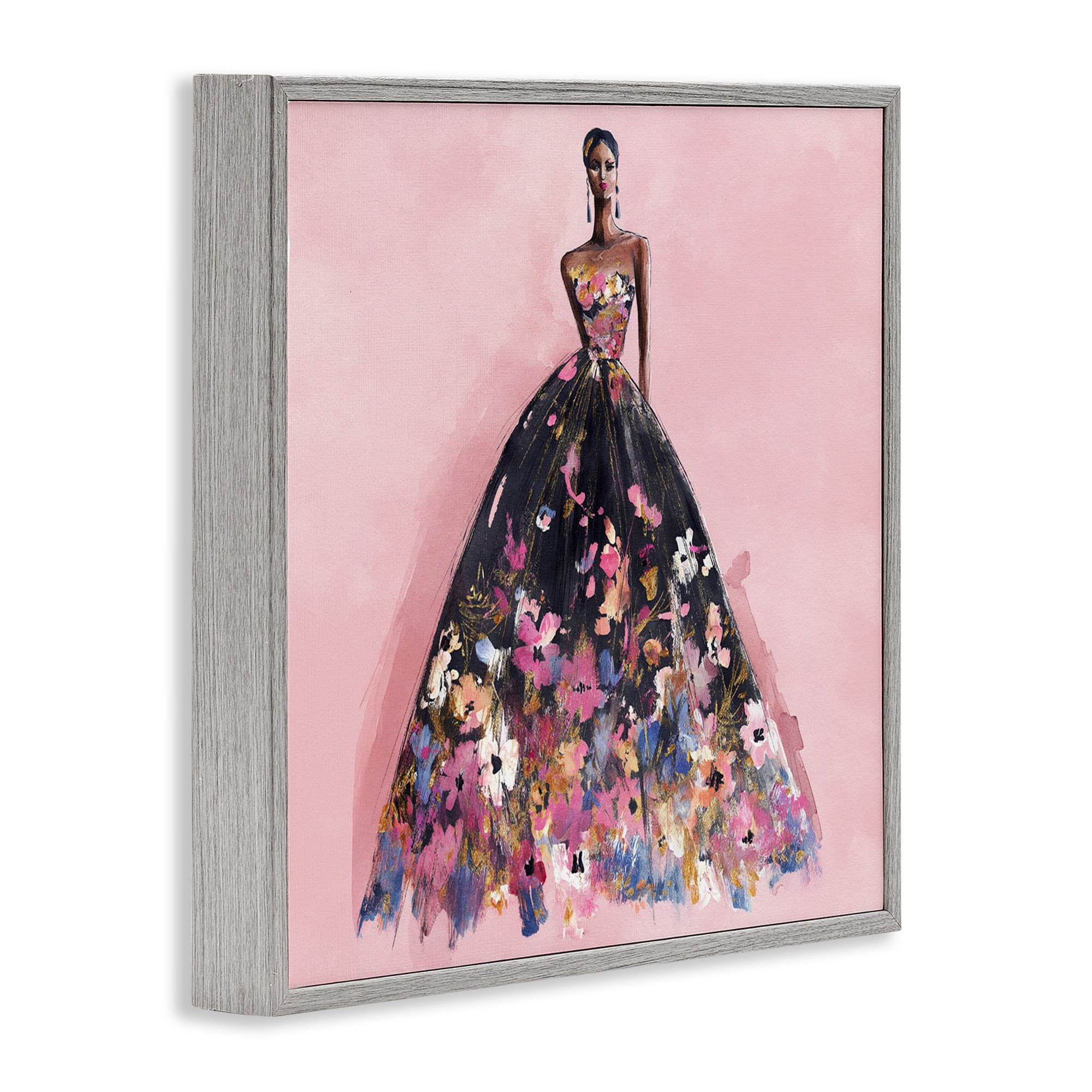 Stupell Industries Floral Reverie Gown Gray Framed Giclee Art, design by Svetlana Aleynikova