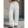 thumbnail image 6 of Women'S Striped Pants Color Block High Waisted Wide Leg Casual Work Office Long Trousers White S, 6 of 9