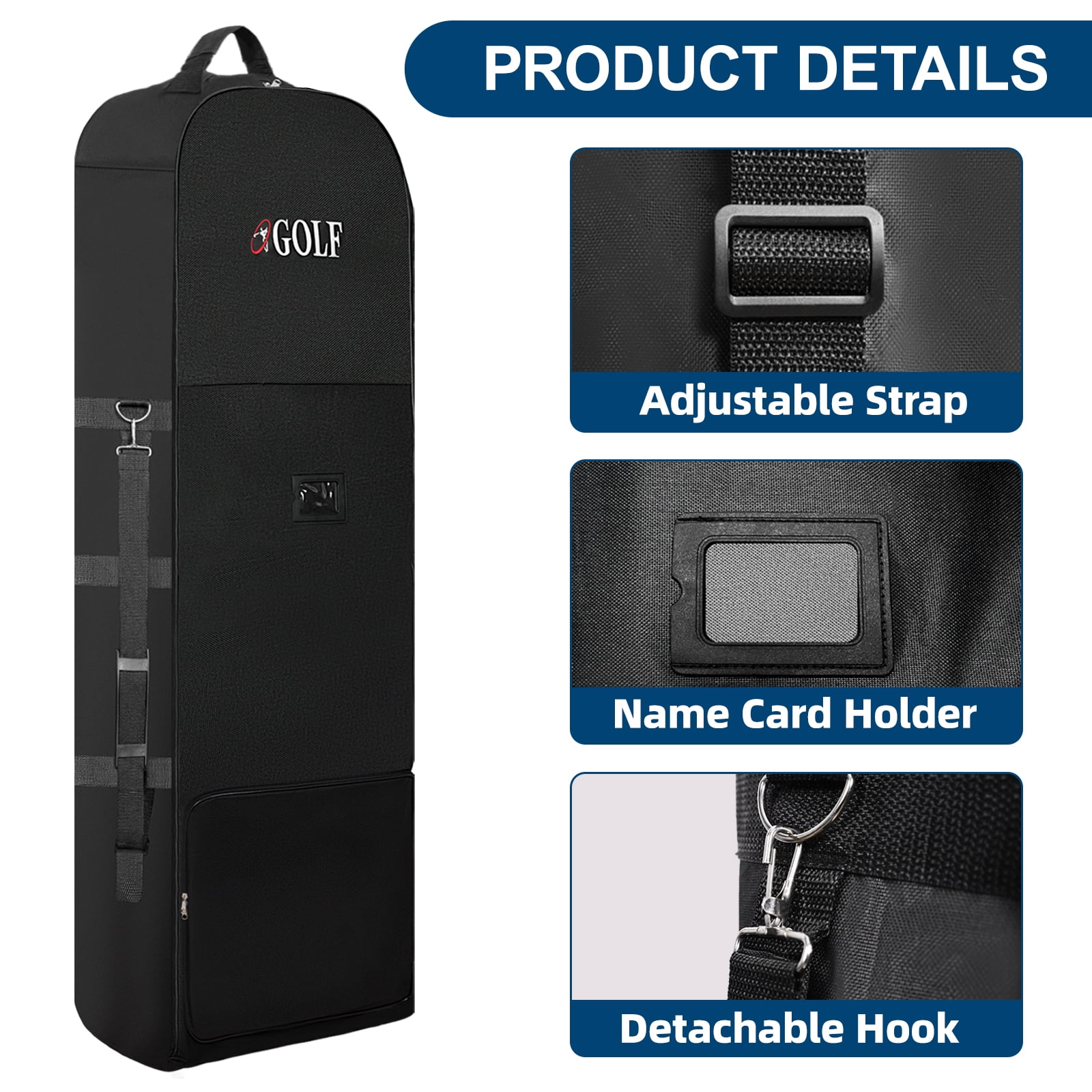FANOTEK Rolling Golf Bag for Airlines, Golf Travel Bag with Wheels, 600D Waterproof Golf Club Bag Travel Case Foldable Black