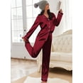 thumbnail image 6 of Avidlove Women Satin Pajama Set Silky Long Sleeve Sleepwear Soft Pj Set Button Down Nightwear S-XXL, 6 of 7