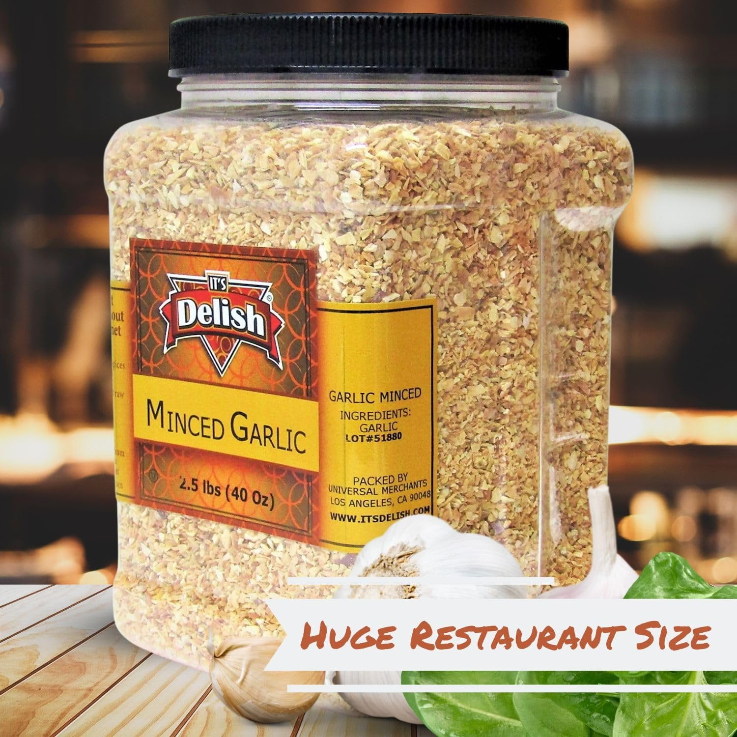 Dried Minced Garlic by Its Delish, 2.5 lbs 40 Oz Jumbo Container Jar  All Natural Peeled Chopped Garlic Cloves Dehydrated, No Preservatives, No Artificial Flavor Added, Certified Kosher