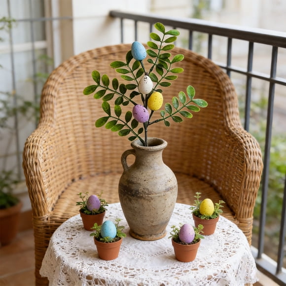 Easter Egg Floral Picks Ramas Artificiales de Primavera con Hojas para la decoración del hogar casera, centros de mesa y decoraciones de mesa navideñas