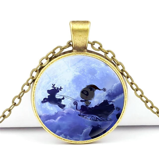 Fiudx Collar Antiguo, Elegante Colgante de Aleación, Amuleto Navideño Multicolor, Ideal Como Regalo, Accesorio de Moda para Mujer, Altura 2,7 Cm, Ancho 3,7 Cm, Empaque Independiente.