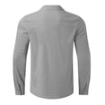 thumbnail image 7 of BiZtdJrK Mens Button Down Linen Tops Stand Collar Long Sleeve Solid Color Work Shirt Vacation Beach Summer Outfits, Gray, XL, 7 of 7