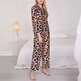 thumbnail image 3 of Saiise Leopard Print Women Soft Pajama Sets,Long Sleeve Sleepwear Button Up 2-Piece Pjs Lounge Sets-X-Large, 3 of 7
