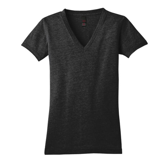 District Juniors Tri-Blend V-Neck Tee in Charcoal Heather XXL
