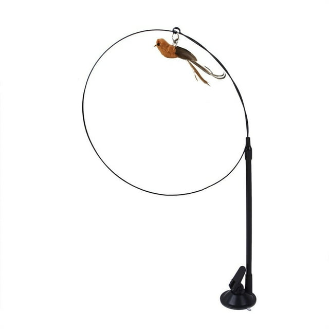 Birdeem Suction Cup Teaser Adsorption Handheld Wire Single Head Double Head Feather Replacement Head Set Pet Toys
