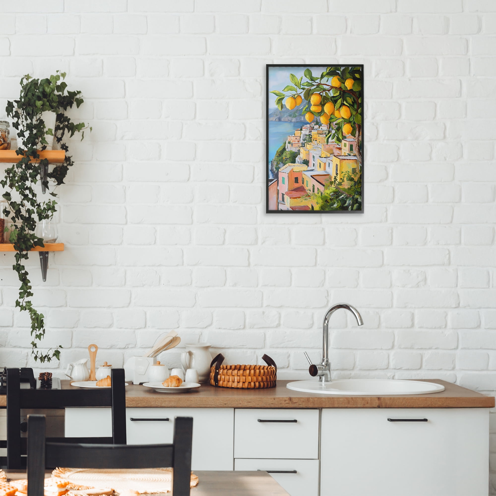 Stupell Industries Mediterranean Lemon Tree Scenery Black Framed Giclee Art, design by Creative Studio
