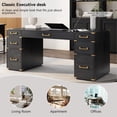 thumbnail image 6 of 70"Classic And Traditional Executive Desk With Metal Edge Trim ,Writing Desk With 2 File Drawers,Usb Ports And Outlets,Desk With Hidden Compartment For Living Room,Home Office,Study Room,Black, 6 of 9
