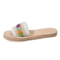 thumbnail image 3 of HNMKIU Platform Sandals Summer Flat Slide Style for Women Breathable Woven Fabric Casual Beach Slides with Sole for Indoor Outdoor Comfort Summer Shoes White,8, 3 of 8