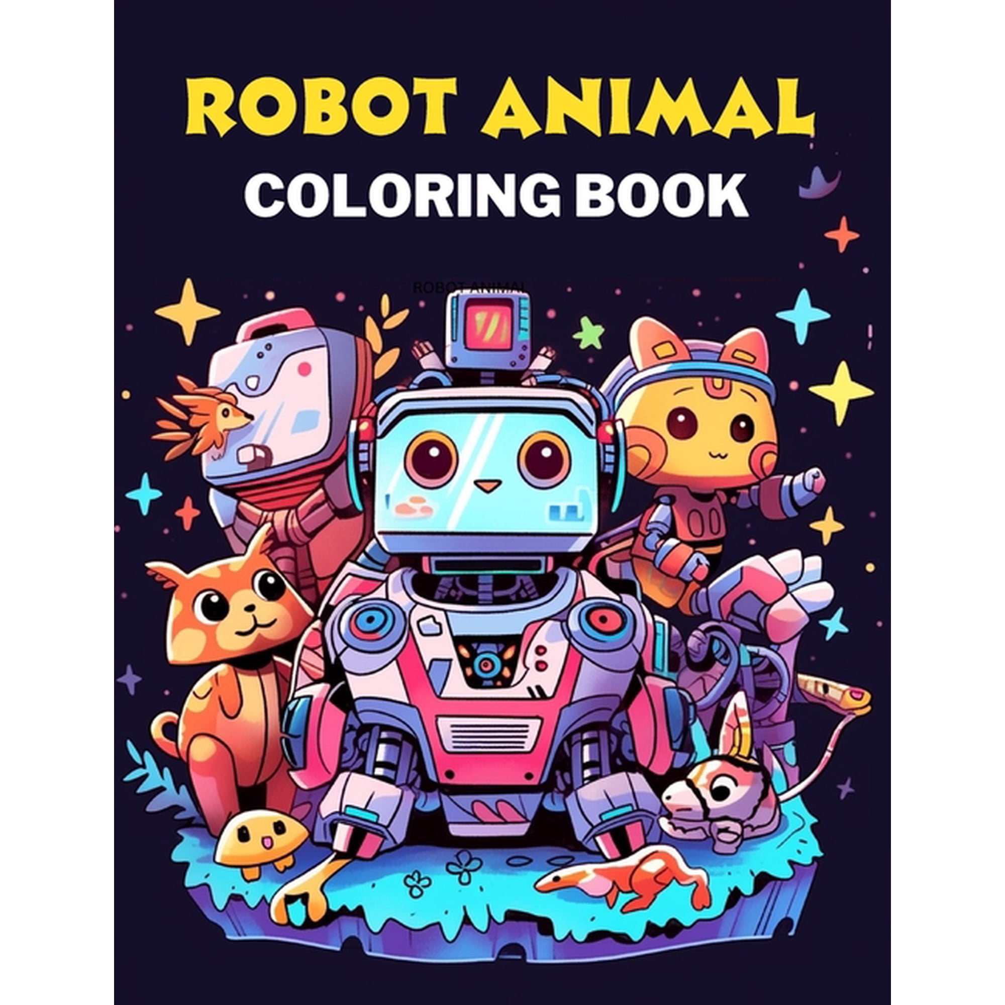 Robot Animal Coloring Book For Kids, (Paperback)