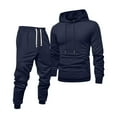 thumbnail image 2 of Zimjoy Mens Sweatsuit Workout Track Suits Mens Casual Hooded Sweatshirt and Sweatpant Fall Sweatpants Set with Pockets, Navy L, 2 of 5