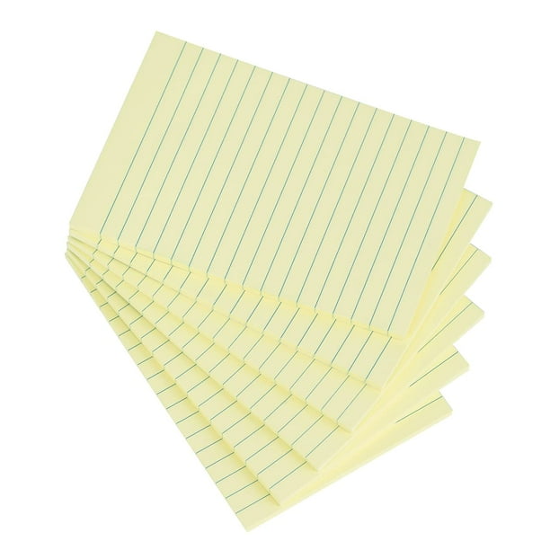 Vanpad Notas Adhesivas Forradas De 4 X 6 En Color Amarillo Claro, Notas Adhesivas Con Rayas, Blocs De Notas Potentes Súper Adhesivas, Adhesivo Fuerte, 6 Almohadillas/Paquete, 45 Hojas/Bloc