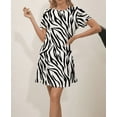 thumbnail image 1 of 2024 Nouvelle Robe d'Été Élégante Mode Décontractée Imprimée Ajustée Manches Courtes Col Rond Midi Robe de Bureau Femmes FJH, 1 of 6