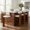 Walnut,White,A, variant on Wooden Bar Stool with White Fabric Seat and Cloud-Shaped Backrest, Set of 2, Walnut Finish