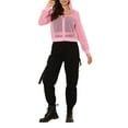 thumbnail image 2 of INSPIRE CHIC Ribbed Cuffs Jacket for Women Hoodie Mesh Bomber Jacket XS Pink, 2 of 6