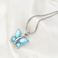 thumbnail image 2 of Women's Aqua Human Cremation Jewelry Murano Glass Butterfly Funerl Urn Pendant Necklace for Ashes Memorial Keepsake with Free Fill Kit and Velvet Jewelry Box, 2 of 8