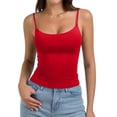 thumbnail image 2 of Women's Basic Double Lined Scoop Neck Tank with Adjustable Spaghetti Straps And Scoop Neck Summer Sleeveless Tops Red M, 2 of 6