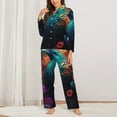 thumbnail image 2 of Lsque Colorful Flower Bird Pattern Long Sleeve Pajama Set for Women - Soft 2-Piece Sleepwear and Loungewear Set with Pockets, Comfy Nightwear-Small, 2 of 7