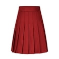thumbnail image 4 of Womens Stretchy Pleated Midi Skirt Comfort High Waist Cheerleader School Uniform Skirt for Teen Girls, 4 of 6
