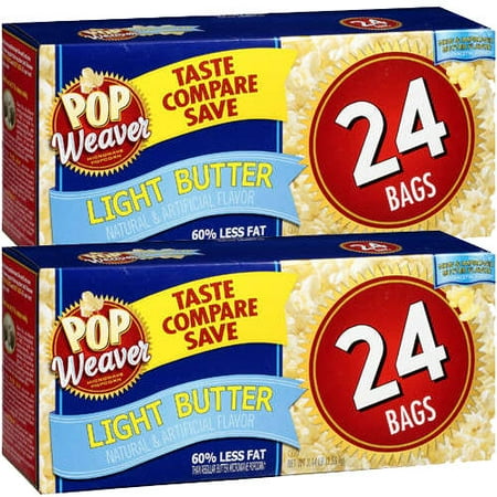 Pop Weaver Light Butter Microwave Popcorn, 24ct (Pack of 2)