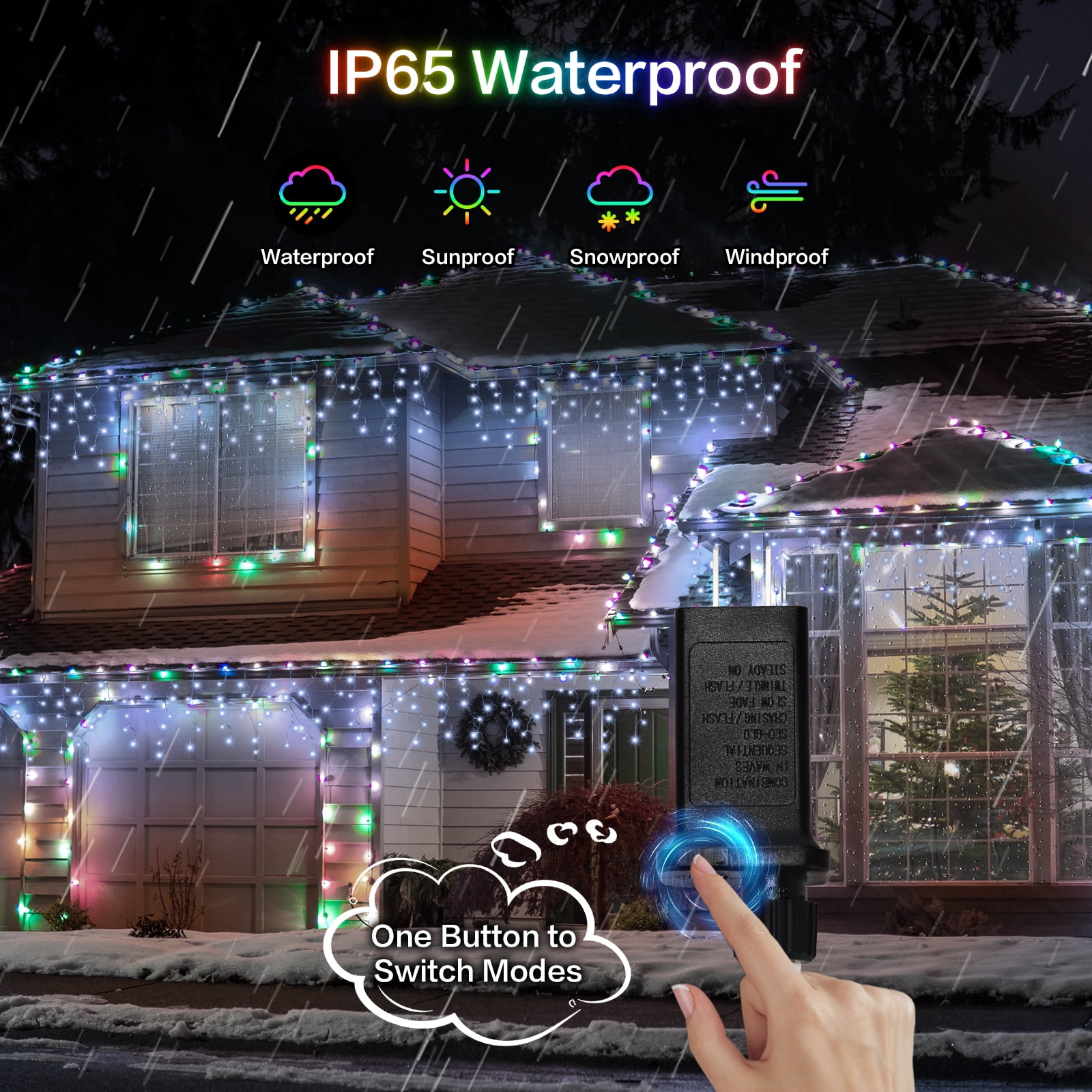 678LED Christmas Lights Outdoor, 66FT 8 Modes Icicle Lights for Outside 145 Drops Waterproof Icicle String Lights Plug in Connectable Hanging Lights for Outdoor Roof Indoor House Decor，Cool-White