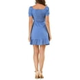 thumbnail image 3 of MODA NOVA Junior's Sweetheart Neck Bow Tie Front Ruffle Hem Mini a Line Dress, 3 of 5