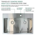 thumbnail image 6 of Transolid KKM-DTDO332210-5 Diamond 33-in L x 22-in W 60/40 Double Bowl Dual-Mount Kitchen Sink and Accessories Kit with 5 Pre-Drilled Holes in Stainless Steel, 6 of 12