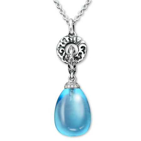 Evert deGraeve 13 ct Natural Swiss Blue Topaz Pendant Necklace with Diamonds in Sterling Silver