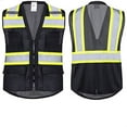 thumbnail image 7 of ProtectX 6 Pockets High Visibility Zipper Front Safety Vest with Reflective Tape Strips, Lightweight & Solid Front Mesh Back, ANSI/ISEA Certified Class 2, Black - Large, 7 of 7